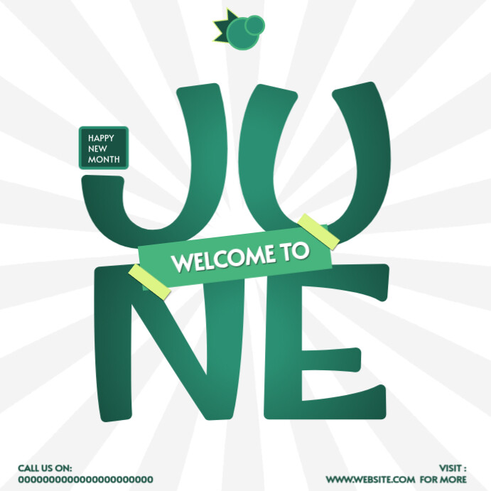 White Typographic Hello June | Happy New Month Inspirational Greeting Template Instagram Post